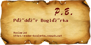 Pádár Boglárka névjegykártya