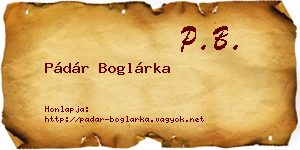 Pádár Boglárka névjegykártya